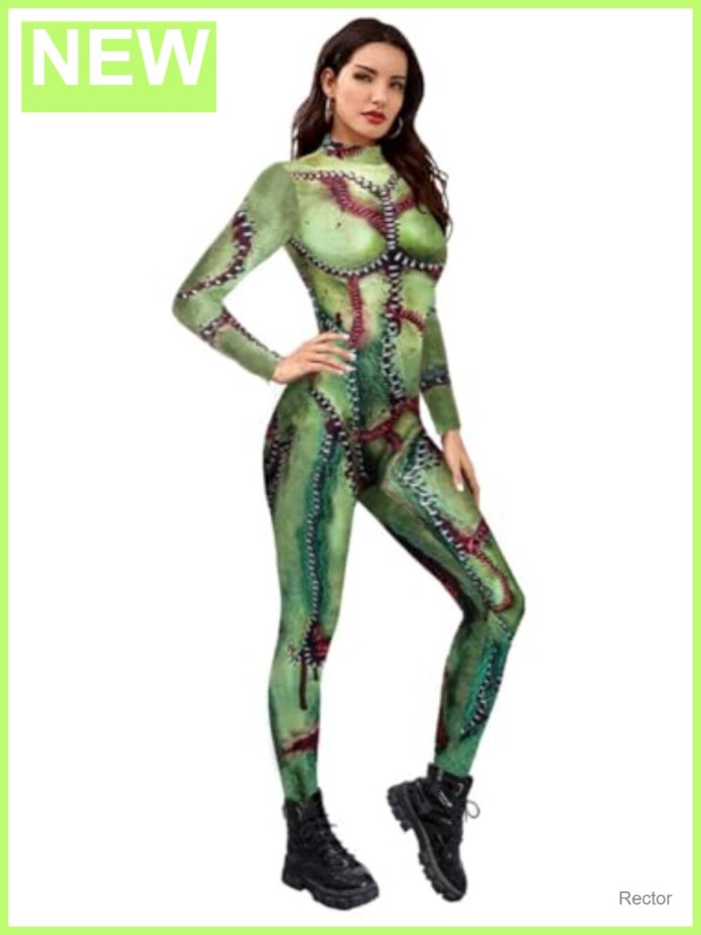 Skull Skeleton Bodysuit Skinny Stretch Halloween Costume Turtleneck